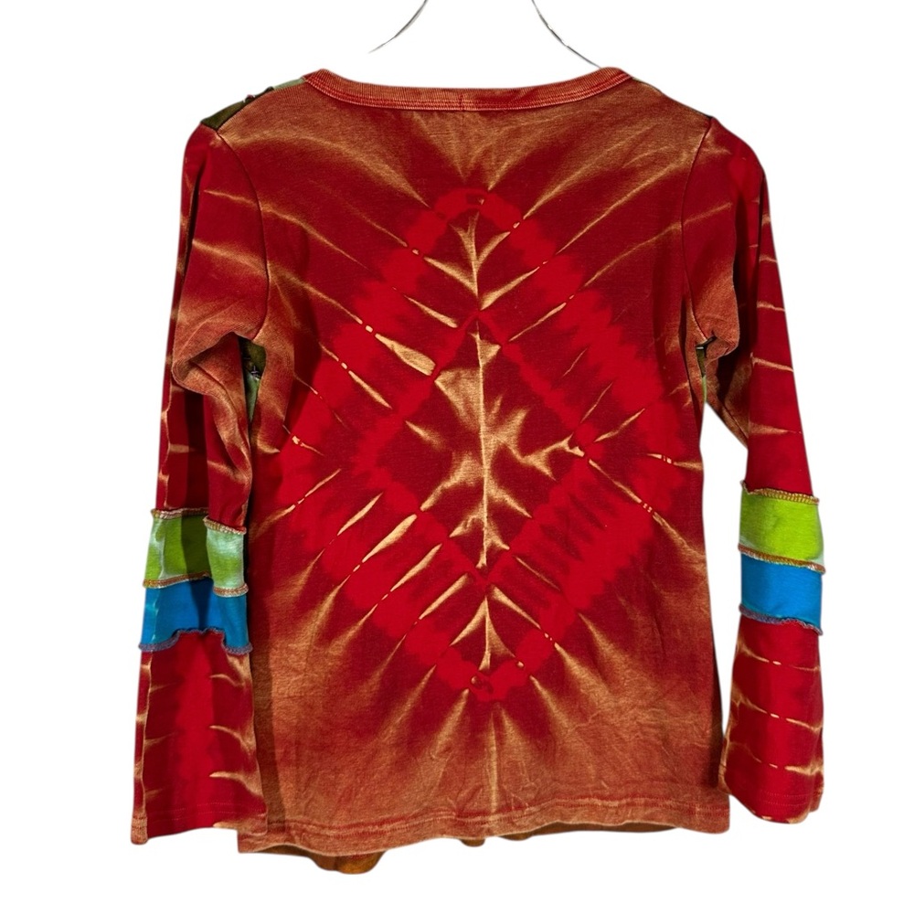 RISING INTERNATIONAL Women's Medium Colorful Eclectic Patchwork Cotton Crewneck - Picture 6 of 7
